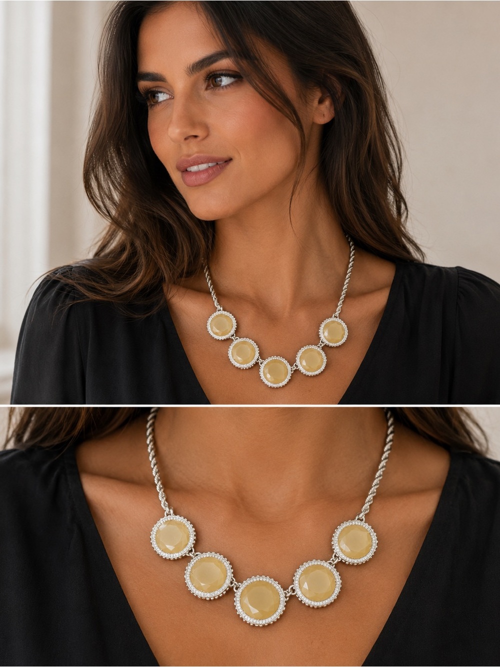 Banana republic Statement Circle Pendant Necklace - Silver Chain
